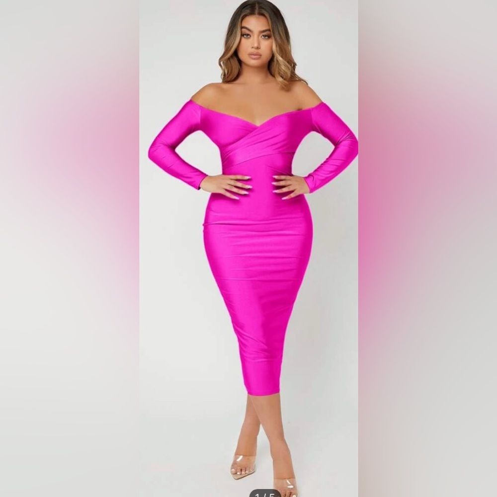 Elegant Pink Off-Shoulder Dress